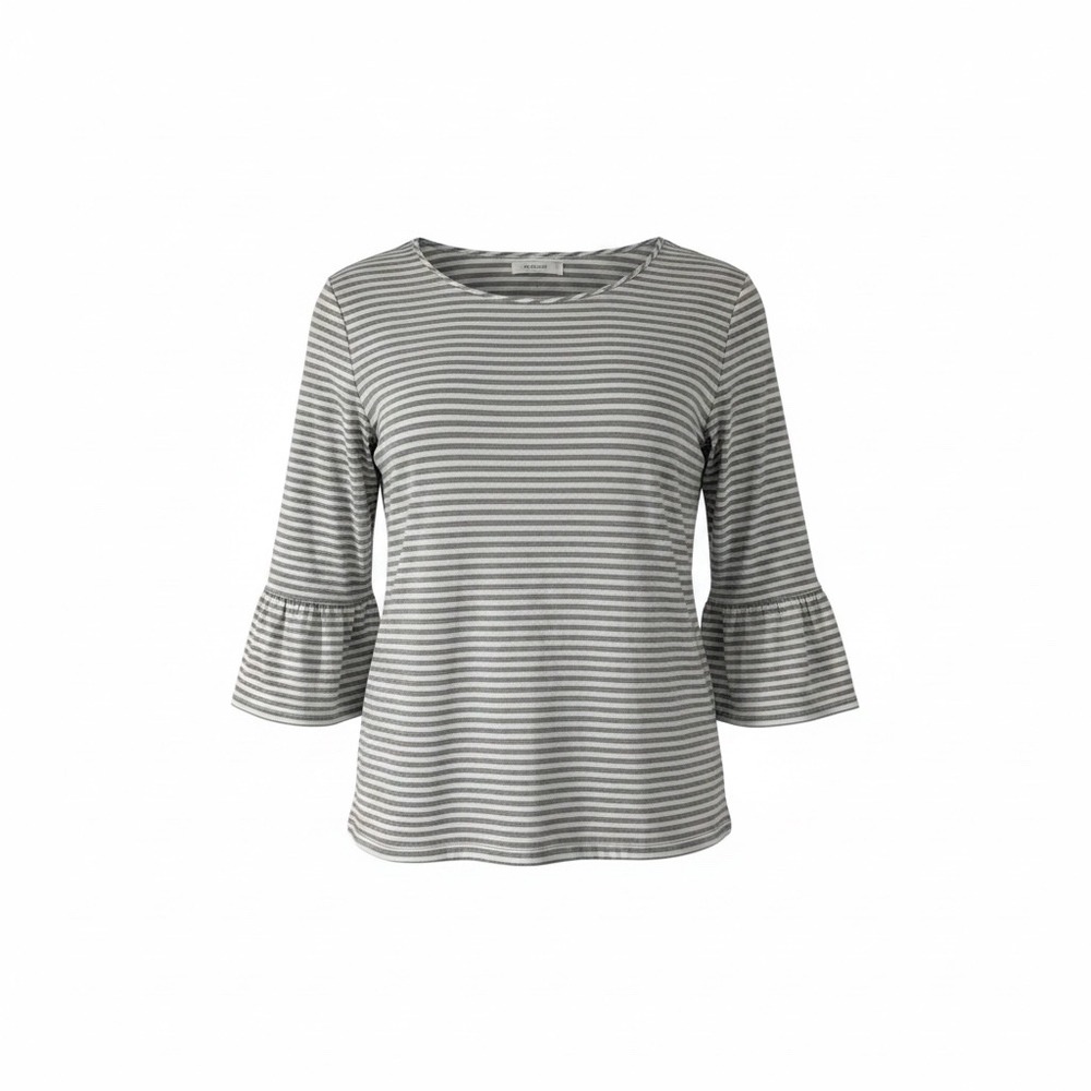 Southern Tide Womens Grey White Striped Bell Sleeve Knit Top Scoop Neck Large